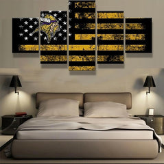 Minnesota Vikings American Flag Wall Art Decor Canvas Printing - BlueArtDecor