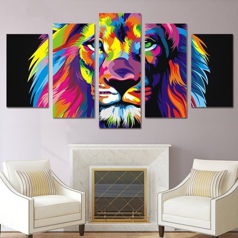 Colorful Abstract Lion Wall Art Decor Canvas Printing - BlueArtDecor