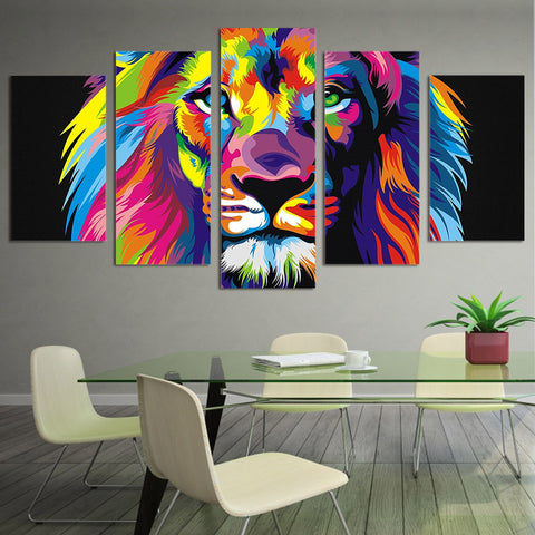 Colorful Abstract Lion Wall Art Decor Canvas Printing - BlueArtDecor