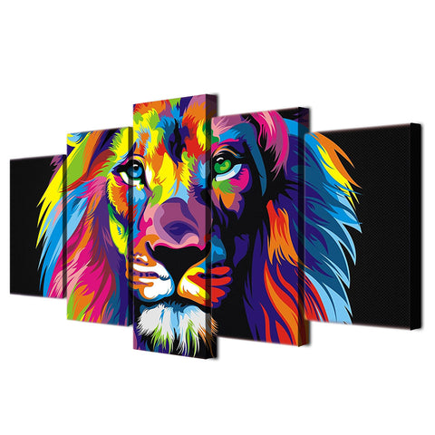 Colorful Abstract Lion Wall Art Decor Canvas Printing - BlueArtDecor