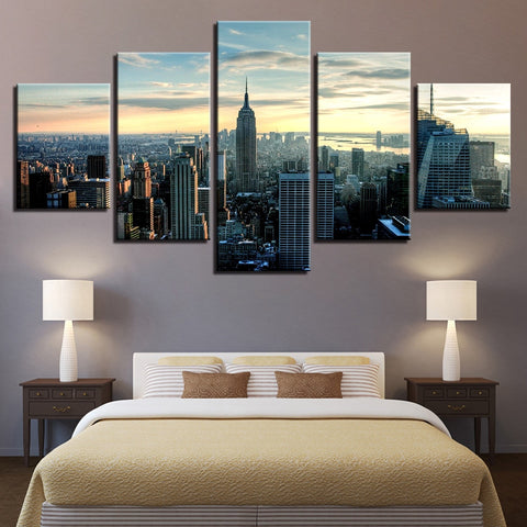 New York City Building Blue Sky Wall Art Decor Canvas Printing - BlueArtDecor