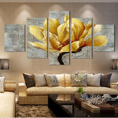 Beautiful Yellow Golden Orchid Flower Wall Art Decor Canvas printing - BlueArtDecor