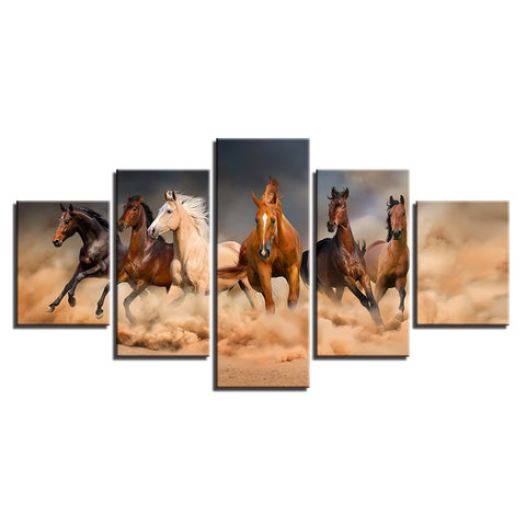 Six Horse Running in Desert Wall Art Decor Canvas Printing - BlueArtDecor