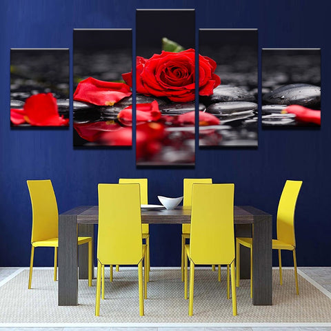 Red Rose Flowers Wall Art Decor Canvas Printing - BlueArtDecor