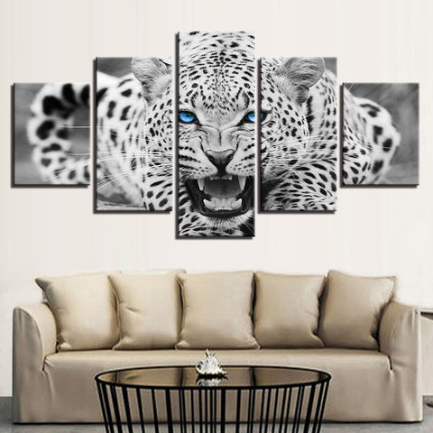 Blue Eyes Leopard Tiger Wall Art Decor Canvas Printing - BlueArtDecor