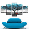 Image of Blue Big Tree Red Chair Landscape Wall Art Decor Canvas Printing - BlueArtDecor