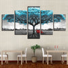 Image of Blue Big Tree Red Chair Landscape Wall Art Decor Canvas Printing - BlueArtDecor