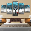 Image of Blue Big Tree Red Chair Landscape Wall Art Decor Canvas Printing - BlueArtDecor