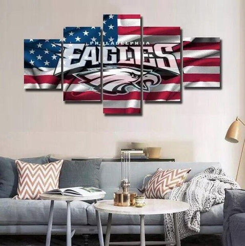 Philadephia Eagles With American Flag Wall Art Decor - BlueArtDecor