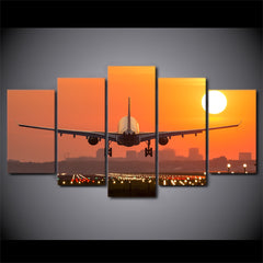 Airplane Sunset Landscape Wall Art Canvas Printing - BlueArtDecor