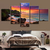 Image of Sunset Beach Waves Seascape Wall Art Decor Canvas Printing - BlueArtDecor