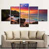 Image of Sunset Beach Waves Seascape Wall Art Decor Canvas Printing - BlueArtDecor