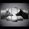 Image of Wolf Couple Black And White Wolves Wall Art Canvas Printing - BlueArtDecor