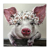 Image of Bristle Pig Wearing Wreath Flower Wall Art Decor - BlueArtDecor