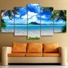 Image of Palm Trees Blue Sky White Sand Wll Art Decor Canvas Printing - BlueArtDecor