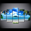Image of Palm Trees Blue Sky White Sand Wll Art Decor Canvas Printing - BlueArtDecor