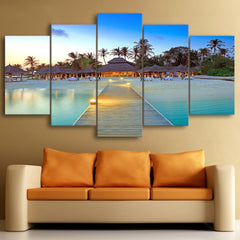 Paradise Beach Tropical Palm Trees Wall Art Decor Canvas Printing