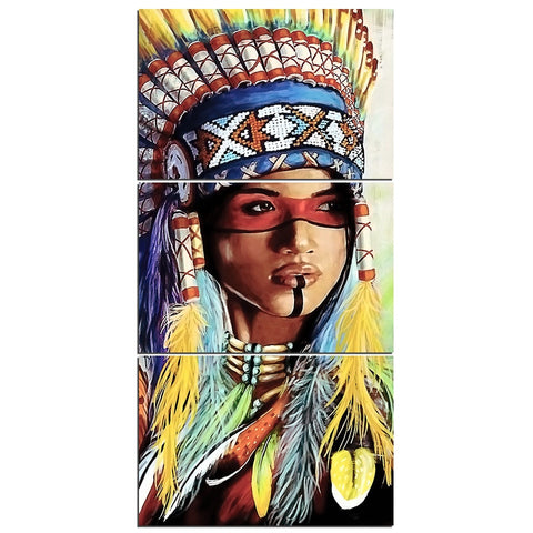 Native American Indian Feathered Head Wall Art Decor - BlueArtDecor