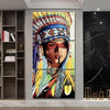 Image of Native American Indian Feathered Head Wall Art Decor - BlueArtDecor