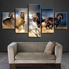 Five Horse Running Wall Art Decor Canvas Printing