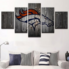 Denver Broncos Wooden Sports Canvas Print Wall Art Decor - BlueArtDecor