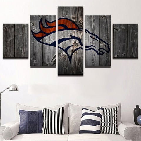 Denver Broncos Wooden Sports Canvas Print Wall Art Decor - BlueArtDecor