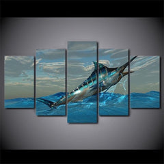 Jumping Marlin Fish Canvas Printing Wall Art Decor