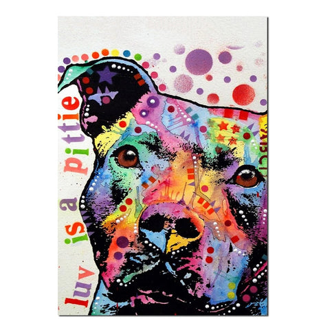 Abstract Dog Puppy Colorful Wall Art Decor Canvas Printing - BlueArtDecor