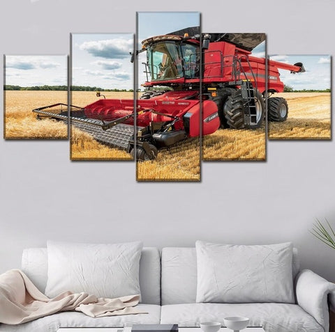 Field Summer Tractor Wheat Wall Art Decor Canvas Printing - BlueArtDecor
