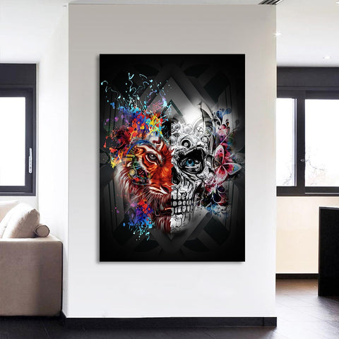 Skull Lovers Abstract Wall Art Decor Canvas Printing - BlueArtDecor
