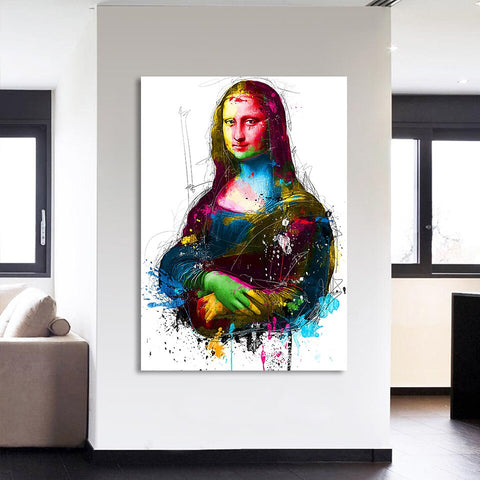 Colorful Mona Lisa Wall Art Decor Canvas Printing - BlueArtDecor