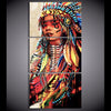 Image of Native American Indian Woman Feathered Head Wall Art Decor - BlueArtDecor
