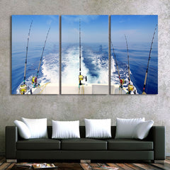 Fishing Rod Blue Sea Wall Art Decor Canvas Printing