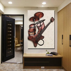 Drum Guitar Music Instrument Vintage Wall Art Decor - BlueArtDecor