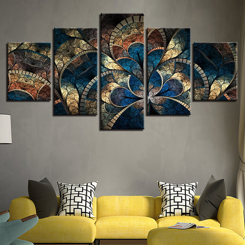 Vintage Abstract Flower Wall Art Canvas Printing - BlueArtDecor