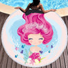 Image of Cartoon Pink Mermaid Microfiber Large Round Beach Towels